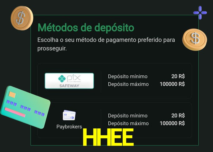 O cassino HHEE oferece uma grande variedade de métodos de pagamento